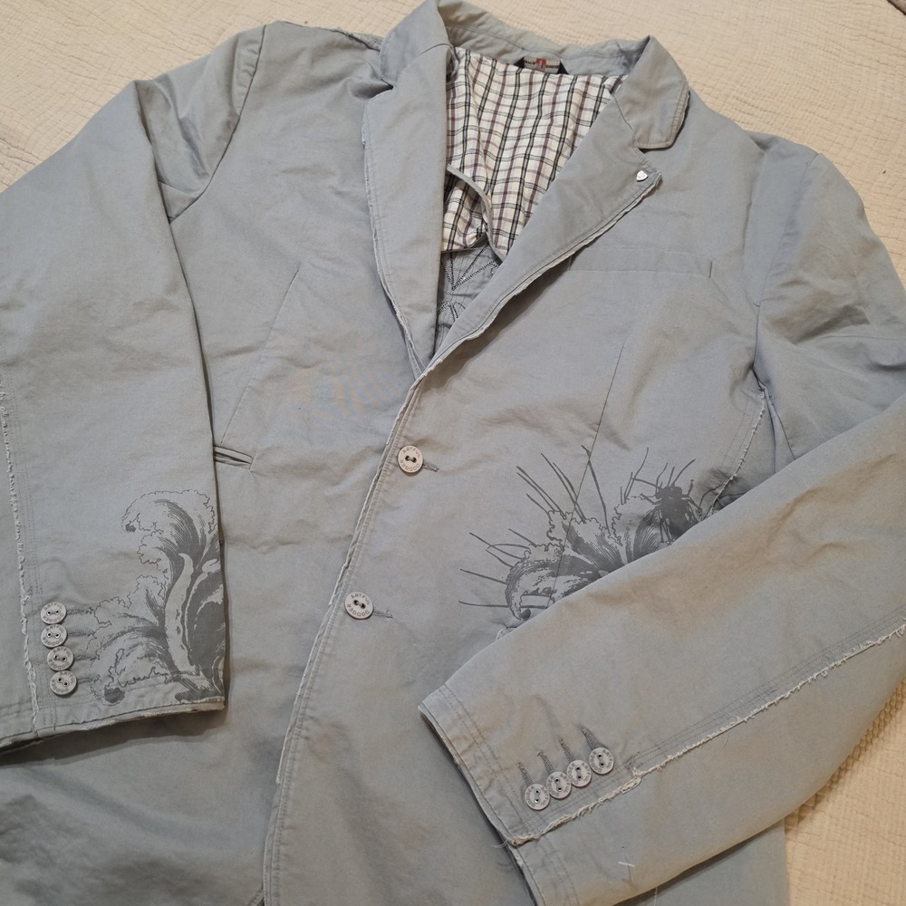 Artful Dodger Size 3X Skull Graphic‎ Blazer Y2K Distressed Streetwear Jacket